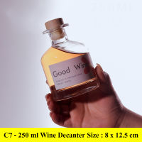 Round shaped high quality lead-free glass bottle bar outdoor travel glass wine decanter for Liquor Scotch Bourbon 210527-02