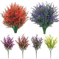 Artificial Fake Flowers 5 Fork Lavender Real Touch Artificial Bouquet Shrubs Plants Faux Plastic Home Garden Decors