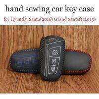 ▪▬ Only Red fit for Hyundai Santafe(2015) Grand Santafe(2013) Equus(2013) cover case car key Hand sewing genuine leather