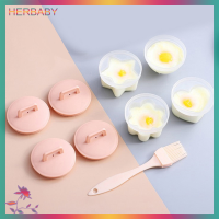 HERBABY หม้อต้มไข่สุดสร้างสรรค์แม่พิมพ์เครื่องมือทำอาหารไข่ในครัวพร้อมฝาแปรงเครื่องไสไข่เจียวแม่พิมพ์สำหรับอุปกรณ์อบในครัว4ชิ้น