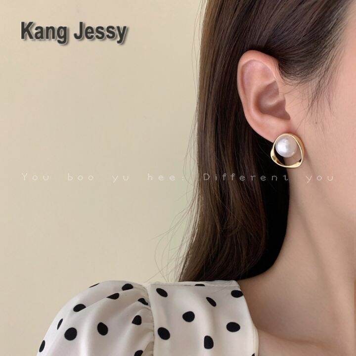 kang-jessy-ต่างหูห่วงห่วงมุกวินเทจสำหรับผู้หญิงต่างหูดีไซน์หรูสไตล์ฝรั่งเศสเฉพาะกลุ่มต่างหูมีเอกลักษณ์เฉพาะตัวหรูหราเบาๆ