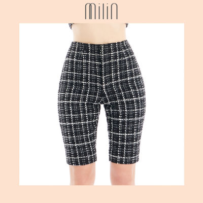 [MILIN] High waisted tweed biker shorts กางเกงขาสั้นสามส่วนเอวสูงผ้าทวีด / Can-do Shorts