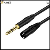 AIMEE เปลือกโลหะหุ้ม 1/4นิ้วค่ะ TRS ค่ะ สมดุลสมดุล 6.35มม. ถึง XLR สายสัญญาณเสียง ตัวผู้-ตัวผู้