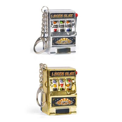 Fruit Slot Machine Keychain Lucky Charm Jackpot Keychains Mini Casino Pendant Bag Charm Novelty Gifts for Kids Adults