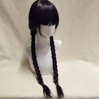 Wednesday Addams Cosplay Wig Girls Black Long Braided Wig Wednesday Cosplay Synthetic Hairs Halloween Wigs For Women