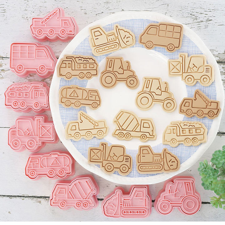 cw-8-pcs-engineering-truck-tractor-crane-cookie-mold-cutters-plastic-3d-cartoon-pressable-biscuit-mold-kitchen-baking-pastry-tools