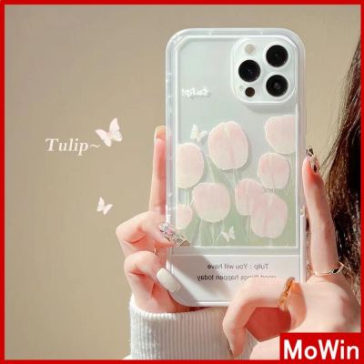 iPhone Case Silicone Soft Case Clear Case Folding Stand Shockproof Protection Camera Tulip Flower Compatible For iPhone 11 iPhone 13 Pro Max iPhone 12 Pro Max iPhone 7Plus xr