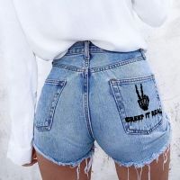 【hot】 Ladies Street Personality Printing Punk Raw New Denim Shorts Hot Pants Wholesale