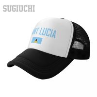 Unisex หมวกตาข่ายหมวก SAINT LUCIA ธงและตัวอักษร Trucker สำหรับผู้ชายผู้หญิงหมวกเบสบอลกลางแจ้ง Cool