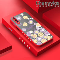 เคส Chenyyka สำหรับ Huawei P20 P20 Pro เคสการ์ตูนรอยยิ้มรักมีน้ำค้างแข็งโปร่งใสหัวใจแข็งรูปแบบเคสขอบสี่เหลี่ยมด้านข้างกล้องปลอกซิลิโคนกันกระแทกเคสนิ่ม