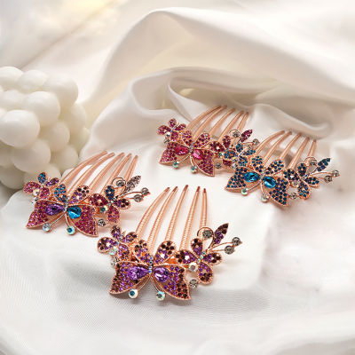 Korean Diamond Butterfly Hair Comb crystal hairpin exquisite hair accessories