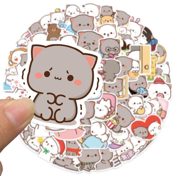 สติกเกอร์รูปแมวการ์ตูนน่ารัก-mitao-60ชิ้นกันน้ำสติกเกอร์แมวตลกสำหรับกระบอกน้ำแล็ปท็อปสเก็ตบอร์ดกระเป๋าของเล่นเด็กสติกเกอร์-amp-ป้าย