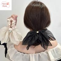 DGJKF โบว์ติดผม โบว์สำหรับผูก Scrunchies สำหรับผู้หญิง ตาข่ายแบบตาข่าย จุดจุดเล็กๆ เชือกมัดผม ง่ายๆ อีลาสติก แหวนติดผม สำหรับผู้หญิง