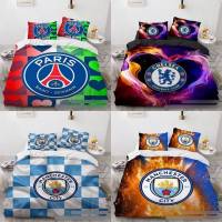 YT Manchester City Chelsea PSG 3in1 Bedding Set Bed Sheet Quilt Cover Dormitory Washable Comfortable Home Suit TY