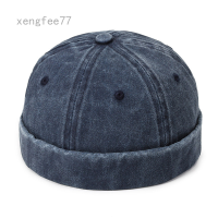 ผู้ชายผู้หญิง Brimless หมวก Beanie หมวกกะลาสี,Vintage Denim Street Dance Hat