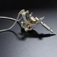 TATTOO GUN / MACHINE PENDANT (LARGE AND FINE DETAIL) &amp; 27" HEAVY CHAIN Japanese Imports