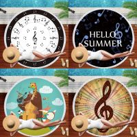 ✽ Microfiber Round Large Beach Towel 3D Note Print Beach Towels With Tassel Picnic Yoga Mat Blanket Carpet Inflatable Pillow Gift