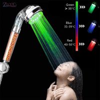Zloog Bathroom LED Shower Head Color Changing Temperature Sensor Handheld Showerhead Spa High Pressure Anion Filter Shower Head Showerheads