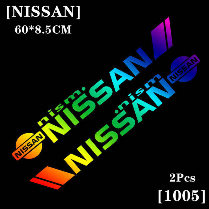 nissan-กันลมหน้าต่างสติกเกอร์เลเซอร์สายรุ้ง-decals-กันน้ำด้านหน้าด้านหลังกระจก-decals