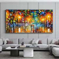 Night หนาภาพวาดสีน้ำมันบนผ้าใบ Wall Art Modern Abstract Landscape รูปภาพสำหรับห้องนั่งเล่นตกแต่งบ้าน-Arthyx