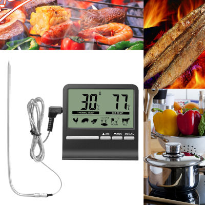 ดิจิตอลจอแอลซีดีเครื่องวัดอุณหภูมิอาหาร P Robe บาร์บีคิวเนื้อน้ำน้ำมันทำอาหารอุณหภูมิเมตรปลุกทำอาหารจับเวลาครัวทำอาหาร Tester