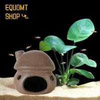 EQUOMT ที่ตกแต่งตู้ปลาที่หลบซ่อนกุ้งรูปเห็ดสีน้ำตาลเห็ดปลาที่วางไข่ถ้ำปลาและหม้อใส่กุ้งที่พักพิงทรายสีม่วงปลาที่กำบัง