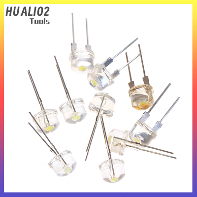 HUALI02 Maoyuanxing 10ชิ้นใหม่8มม. 0.5W 3.0-3.2V โคมไฟ LED แสงสว่างสีขาวมากหมวกฟาง LED