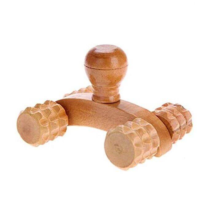 Wood Full Body 4 Wheels Wooden Car Roller Relaxing Hand Massage Tool