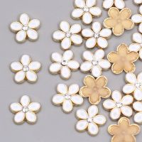 20Pcs 13mm White Flower Rivets Alloy Hotfix Rhinestone Flat Back Studs Iron On Clothes/Shoes DIY Crafts Garment Accessories