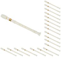 20X Students Creamy White Plastic 8 Holes Flute Recorder W Cleaning Stick