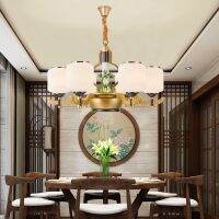 [COD] Zinc alloy chandelier simple atmosphere modern new Chinese style living room dining glass dustproof lamps 2022