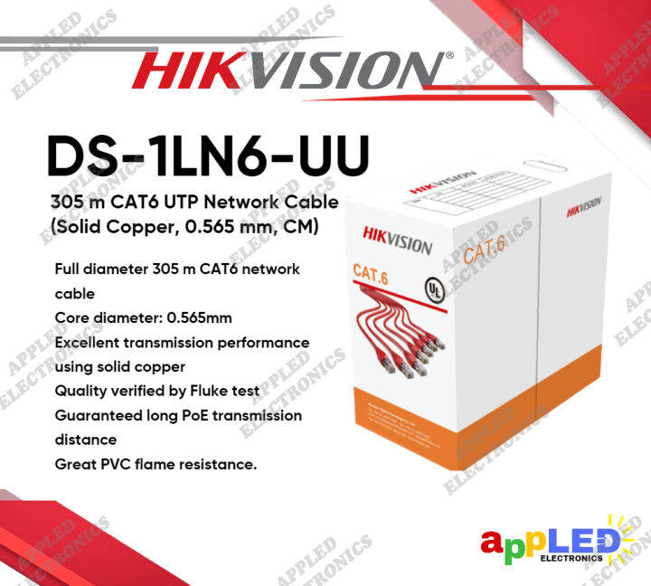 Hikvision DS1LN6UU 305 m CAT6 UTP Network Cable (Solid Copper, 0.565