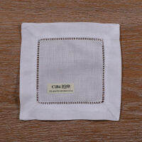 N030-6: 12 pieces White RamieCotton Hemstitched tail Napkins Ladder Hem Stitch Cloth Napkin Coasters