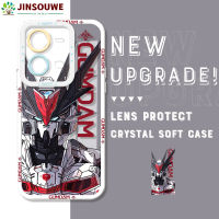 Jinsouwe เคสเคสโทรศัพท์โทรศัพท์สำหรับ Vivo V25 5G,เคสลายการ์ตูนนักรบกลคริสตัลเคสด้านหลังแบบนิ่มทำจากยาง