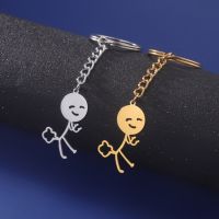 Teamer 2023 Trend Farting Stickman Keychains Women Men New Funny Stainless Steel Bag Car Key Pendant Couple Trinket Gift Keyring