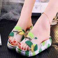 Summer New Outside Fashion Wedges Heels Peep Toe Platform Cartoon Animation Cut-outs Women Beach Slippers Ladies Jelly Shoes