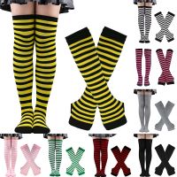 【Sock shop】หญิงสาวลายถุงน่องกว่าเข่าถุงเท้าสูง Amp; ถุงมือตั้งถุงเท้าผ้าฝ้ายที่อบอุ่นคอสเพลย์ขนาดบวกถุงเท้ายาวลายแขนแขน