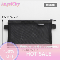 ?AngelCity กระเป๋าเครื่องสำอางแบบพกพาตาข่ายโปร่งใสกระเป๋าใส่เหรียญขนาดเล็กกระเป๋าใส่บัตรเครดิตที่ใส่คีย์ช่องเก็บหูฟังกระเป๋าแต่งหน้าขนาดเล็ก