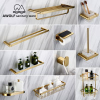 Bathroom Accessories Brushed Gold Stainless Steel Bathroom Hardware Toilet Paper Holder Towel bar AZ5127