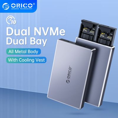 ช่องคู่ ORICO Dual NVMe เคส SSD M2การสนับสนุน M.2ดิสก์ SSD NVMe สำหรับ M คีย์ B &amp; M เครื่องมือ SSD ฟรีตู้อะลูมินัมอัลลอย Feona