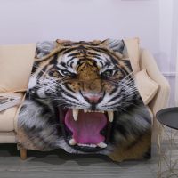 New Style Cool Tiger Flannel Throw Blanket Wild Animals Print Blanket Super Soft Lightweight for Bed Sofa Couch for Adults All Season Gift