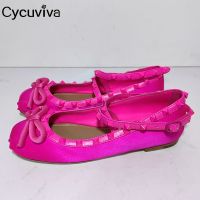 hot【DT】 2023 New Rivet Studded Ballet Flats Shoes Ladies Ankle Rome