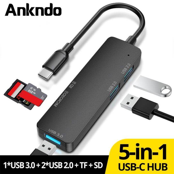 ankndo-5-in-1-usb-c-hub-adapter-สำหรับ-อุปกรณ์เสริม-type-c-ถึง-usb-3-0-2-0-splitter-tf-sd-card-reader-แล็ปท็อป-dock-station