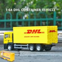 รถจำลองโมเดลรถบรรทุก1/36 DHL ของเล่นโลหะผสมดึงถอยหลังรถมินิของเล่นของเล่นดายคาสต์ที่ได้รับอนุญาต