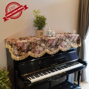 Khăn Phủ Nắp Đàn Piano Họa Tiết Hoa Hồng Nâu Vàng KU09