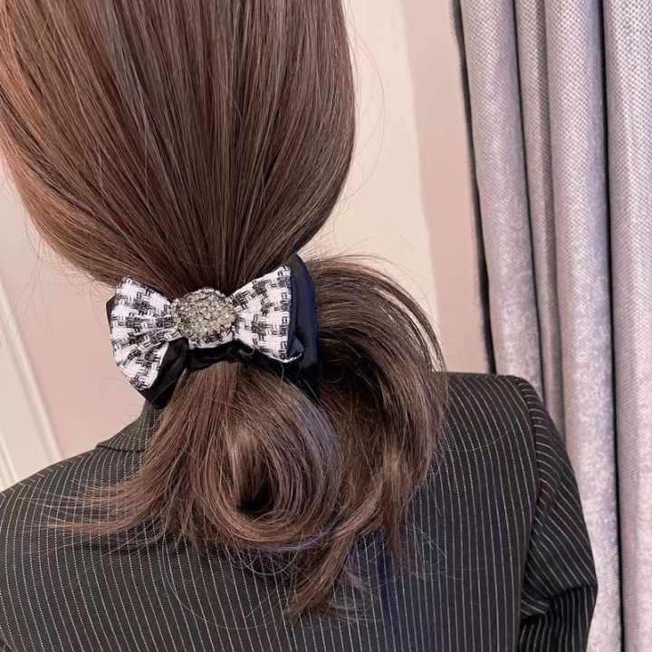 cw-french-houndstooth-bow-rhinestone-hair-bands-women-39-s-rope-small-fragrant-accessories