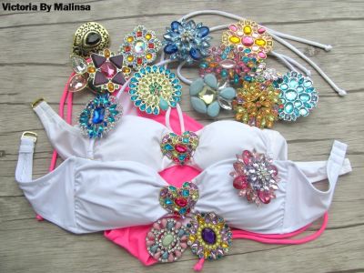 【CW】 Rhinestone  Swimsuit Brooch Wedding Bridal Pin Jewelry bikinis brooches Gifts