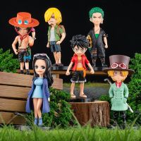 โมเดลวันพีช OnePiece Furious Action Luffy Zoro Sanji Sabo Ace Q Version 6pcs/set ของขวัญวันเกิด ของเล่นเด็กผญ ตุ๊กตาน่ารักๆ