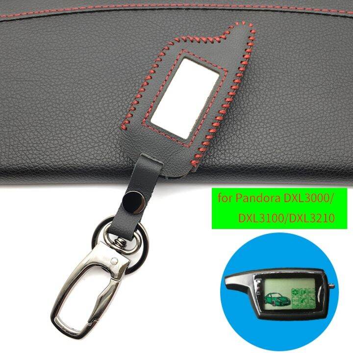 dxl-3000-leather-key-case-key-ring-for-car-alarm-pandora-system-dxl3000-dxl3100-3170-3210-3250-3290-lcd-remote-control-charm