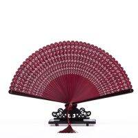 Chinese Style Hollowed Out Carving Handmade Ladies Folding Fan Daily Ancient Style Craft Small Fan Whole Bamboo Fan